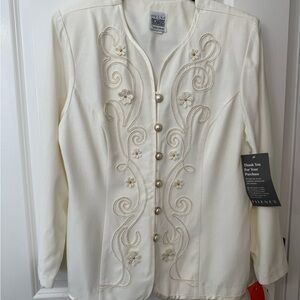 NWT Vintage Elegant Cream Embellished Jacket